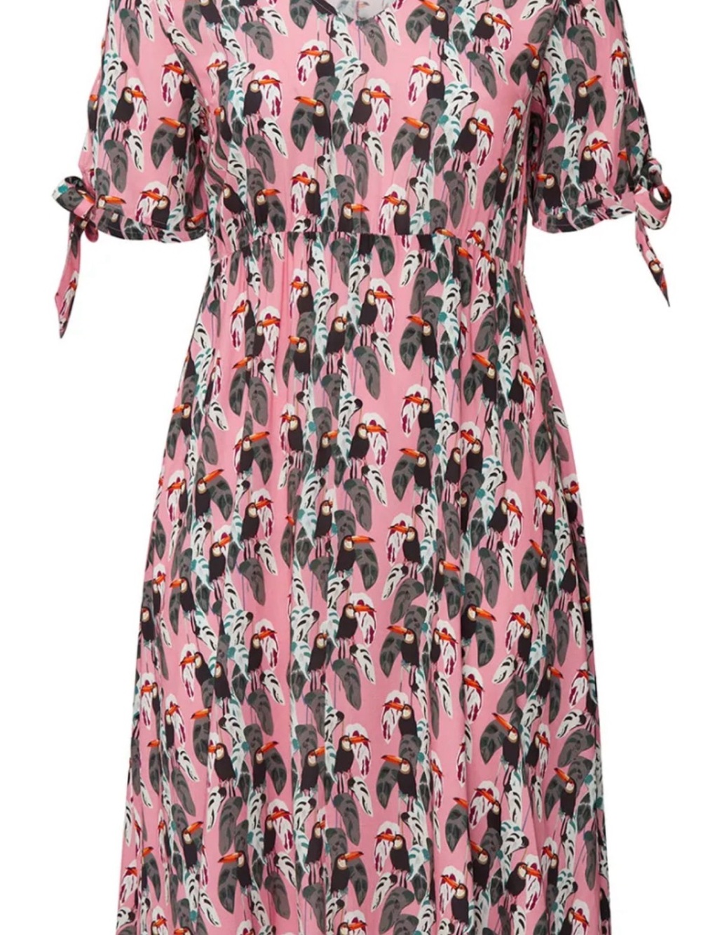 Eloquii Pink Toucan Printed Short-Sleeve Midi Dress
